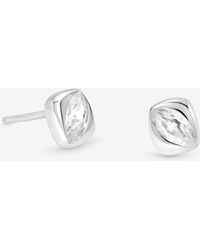 Simply Silver - 925 Polished And Cubic Zirconia Stud Earrings - Lyst