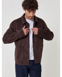 Threadbare - Faux Suede Button Up Collared Jacket - Lyst