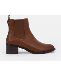Novo Wide Fit Davina Almond Toe Low Block Chelsea Boots in Pink | Lyst