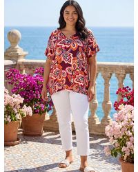 Roman - Curve Floral Print Cold Shoulder Top - Lyst