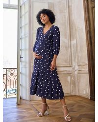 Seraphine - Button Through V-Neck Maternity & Nursing Dress - Lyst