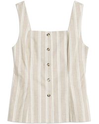 Albaray - Linen Stripe Square Neck Button Top - Lyst