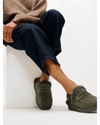 Fitflop - Gen-Ff Suede Shearling Loafer Back-Strap Mules - Lyst