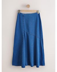 Next - Lightweight Asymmetrical Seamed Denim Slip Skirt - Lyst