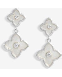 Jon Richard - Mother Of Pearl Clover Double Drop Earrings - Lyst