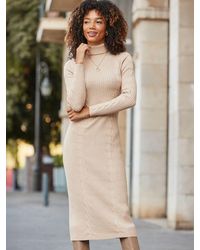 Sosandar - Roll Neck Cable Knit Midi Dress - Lyst