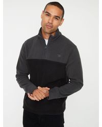 Threadbare - Zweifarbiger Fleecepullover Mit 1/4-Reißverschluss - Lyst