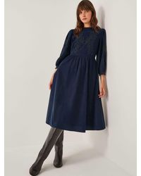 Monsoon - Leona Embroidered Corduroy Midi Dress - Lyst
