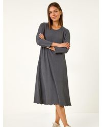 Roman - Textured A-Line Stretch Midi Dress - Lyst