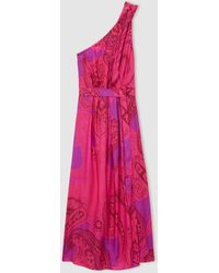 Reiss - Oe Mila Paisley-Print One-Shoulder Midi Dress - Lyst