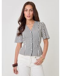 Threadbare - Stripe Flutter Sleeve Top - Lyst