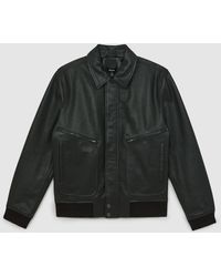 Reiss - Grained Leather Zip Through Jacket - Lyst