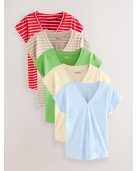 Next - T-Shirts Mit V-Ausschnitt Und Flügelärmeln Aus 100 Baumwolle, 5Er-Packxs - Lyst
