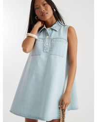 River Island - Petite Denim Shirt Dress - Lyst