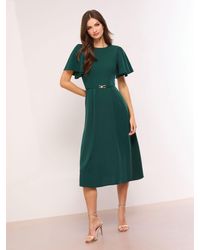 Lipsy - Crew Neck Short Sleeve Fit And Flare Midi Dress With Trim Belt - Lyst