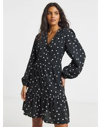 Simply Be - Polka Dot Long Sleeve Wrap Smock Dress - Lyst