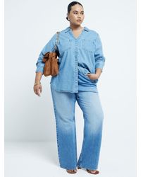 River Island - Curve 90S Lange Jeans Mit Geradem Bein Und Hohem Bundeu 46 (Uk 18) - Lyst