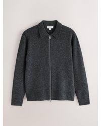 Next - Charcoal Cosy Knitted Zip Up Jacket - Lyst