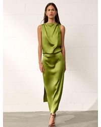 BHOEM - Draped Satin Sleeveless Midi Dress - Lyst