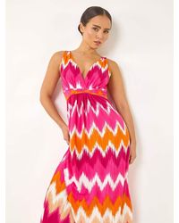 Roman - Petite Print V-Neck Maxi Dress - Lyst