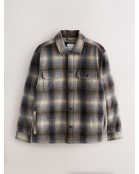 Next - Ecru/ Check Borg Lined Shacket - Lyst