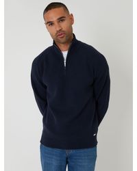 Threadbare - Rib Panel Quarter Zip Knitted Jumper - Lyst