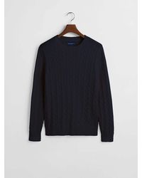 Hackett - Pure Cotton Crew Neck Cable Jumper - Lyst