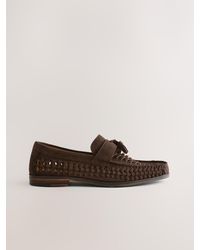 Next - Leather Weave Loafers - Lyst