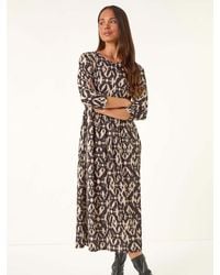 Roman - Petite Aztec Pocket Midi Dress - Lyst