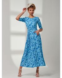 Jolie Moi - Goldie Maxikleid Aus Jersey Mit 3/4-Ärmeln - Lyst
