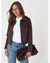 Threadbare - Dark Faux Suede Collared Jacket - Lyst