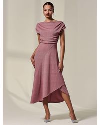Jolie Moi - Asymmetric Drape Midi Dress - Lyst