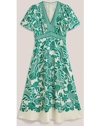 Hobbs - Geometric Print Trelissick V-Neck Short Sleeve Maxi Dress - Lyst