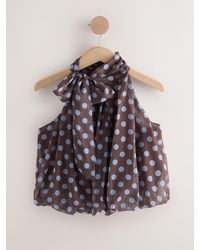 Next - Chocolate/ Polka Dot Bubblehem Tie Neck Sleeveless Top - Lyst