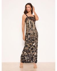 slim fit dress slacks Danijela Cowl Neck Pearl Satin Maxi Dress Champagne– Selfie Leslie
