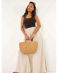 Roman - Relaxed Ruched Wide Leg Trousers - Lyst
