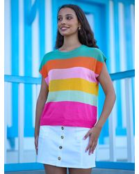 Yumi' - Block Stripe Relaxed Knitted Top - Lyst