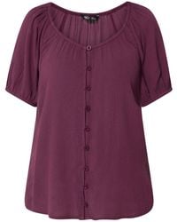M Com - Petite Crinkle Rayon Short Sleeve Blouse - Lyst