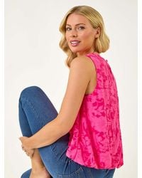 Roman - Petite Jacquard Bubble Hem Vest Top - Lyst