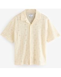 Next - Short Sleeve Crochet Shirt With Cuban Collar - Lyst