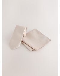 Next - Neutral Tie And Pocket Square Set - Lyst