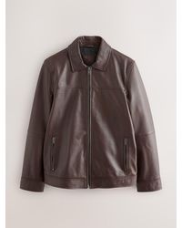 Next - Signature Leather Collared Jacket - Lyst