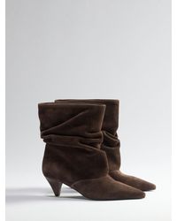 The Set - Premium Suede Slouch Ankle Boots Chocolate - Lyst