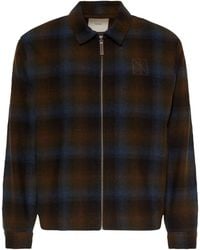 Calvin Klein - Yarn Dyed Wool Blend Flannel Zip Jacket - Lyst