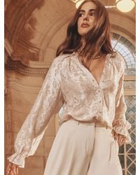 Lipsy - Lurex Floral Burnout Blouse - Lyst