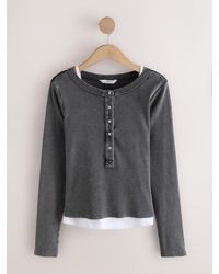 Next - Ribbed Henley Layer Long Sleeve Top - Lyst