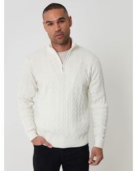 Threadbare - Cable Knit Quarter Zip Jumper - Lyst
