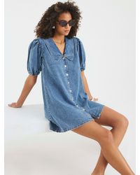 River Island - Collared Denim Shirt Dress - Lyst