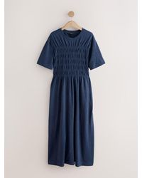 Next - Kurzarm Midikleid Mit Gerafftem T-Shirt-Oberteil - Lyst