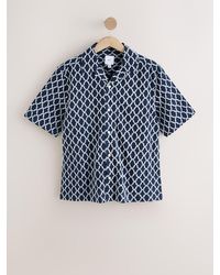 Next - Trellis Textured Short Sleeve 100% Cotton Shirt - Lyst